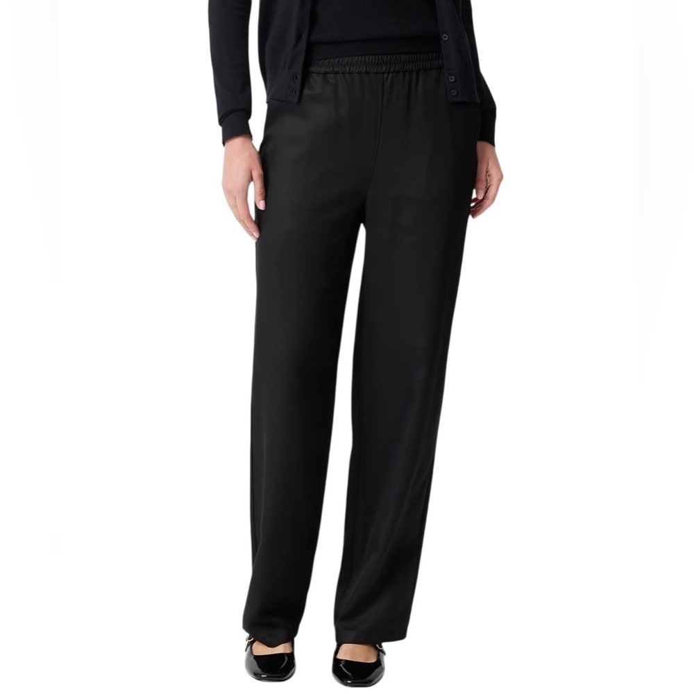 J. Crew Women’s Tencel Pull-On Wide Leg Pants NWT 10 Classic Black